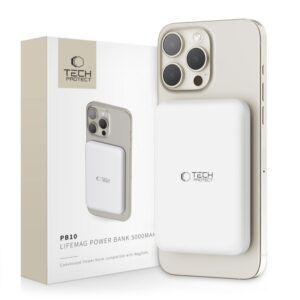 Power bank Tech-Protect  Tech-Protect LifeMag PB10 Powerbank with MagSafe 5000mAh 15W USB-C port - white + USB-C cable 