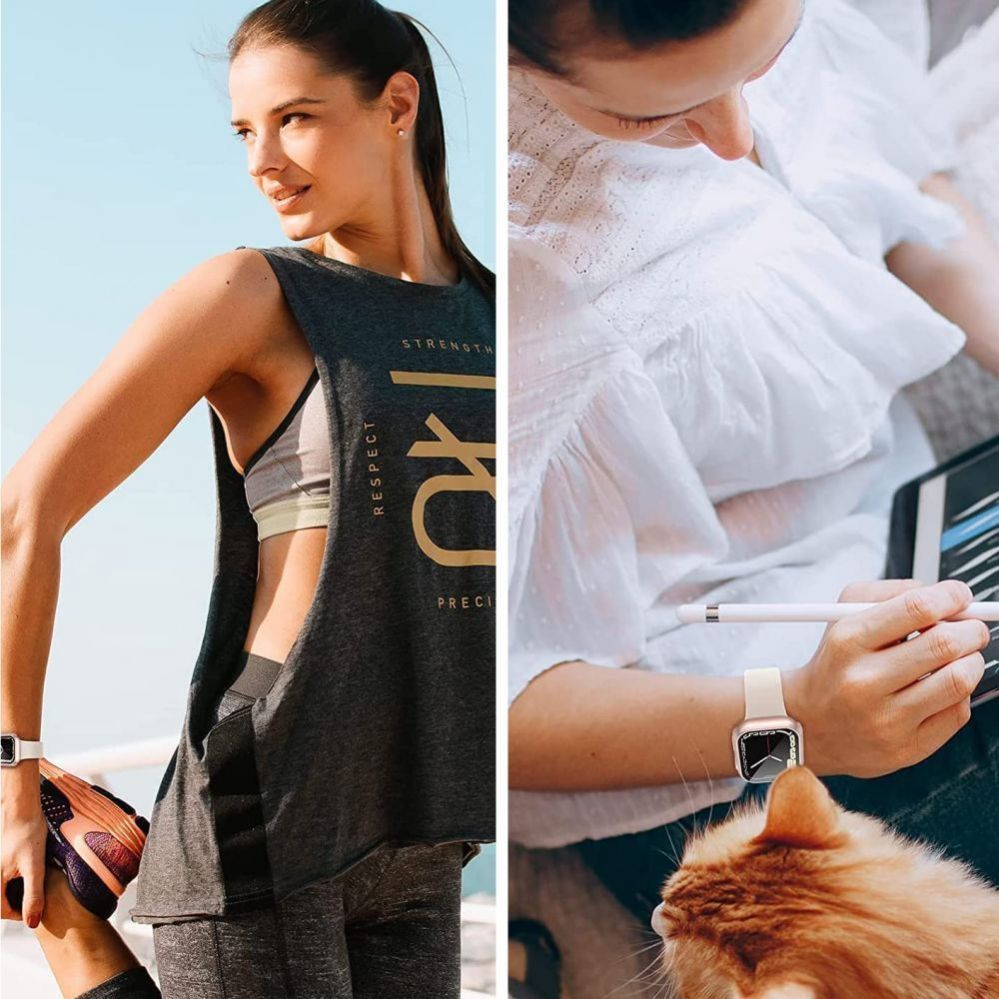 Back panel cover Tech-Protect Tech-Protect Defense360 Case for Apple Watch 7 / 8 / 9 (45mm) - Black/Orange