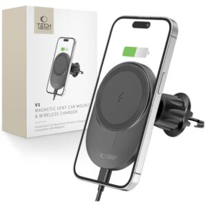 Auto holder Tech-Protect  Tech-Protect MM15W-V1 Car Phone Holder with MagSafe 15W Inductive Charger for Air Vent - Black 