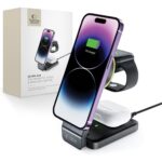 Adapteris Tech-Protect  Tech-Protect QI15W-A28 MagSafe 3in1 Inductive Charger with Smartphone / Apple Watch / AirPods Stand - Black 
