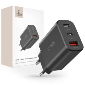 Adapteris Tech-Protect  Tech-Protect NC30W charger 2x USB-C PD 30W / USB-A QC 3.0 - black 