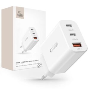Adapteris Tech-Protect  Tech-Protect NC30W charger 2x USB-C PD 30W / USB-A QC 3.0 - white 