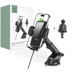 Авто держатель Tech-Protect Universal Tech-Protect CM15W-V1 Car Phone Holder with 15W Inductive Charger for Cockpit/Air Vent - Black Black