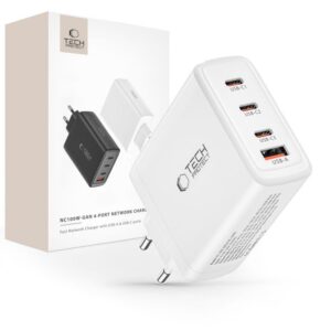 Adapteris Tech-Protect  Tech-Protect NC100W-GAN charger GaN 3x USB-C PD 100W / USB-A QC 3.0 - white 
