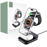 Adapteriai Tech-Protect  Tech-Protect QI15W-A29 3-in-1 Inductive Charger with MagSafe for Smartphone / Apple Watch / AirPods - Black 