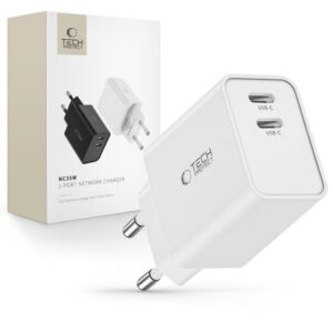 Adapteris Tech-Protect  Tech-Protect C35W charger 2x USB-C PD 35W - white 