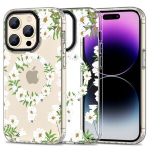 Nugarėlės dėklai Tech-Protect  Tech-Protect MagMood MagSafe case for iPhone 15 Pro - white daisies 