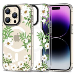 Nugarėlės dėklai Tech-Protect  Tech-Protect MagMood MagSafe iPhone 15 Pro Max Case - Daisies with Leaves 