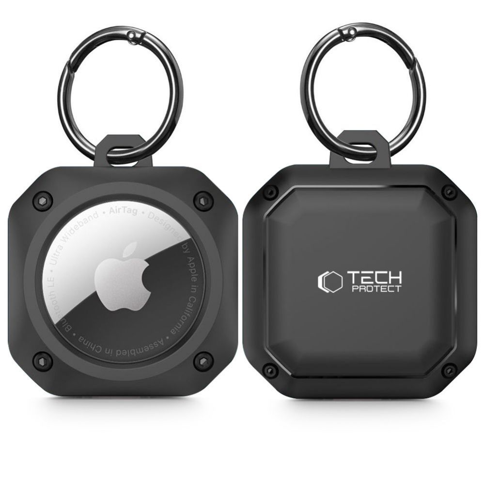 Tagakaaned Tech-Protect Tech-Protect Rough Pro Case for Apple AirTag with Ring - Black