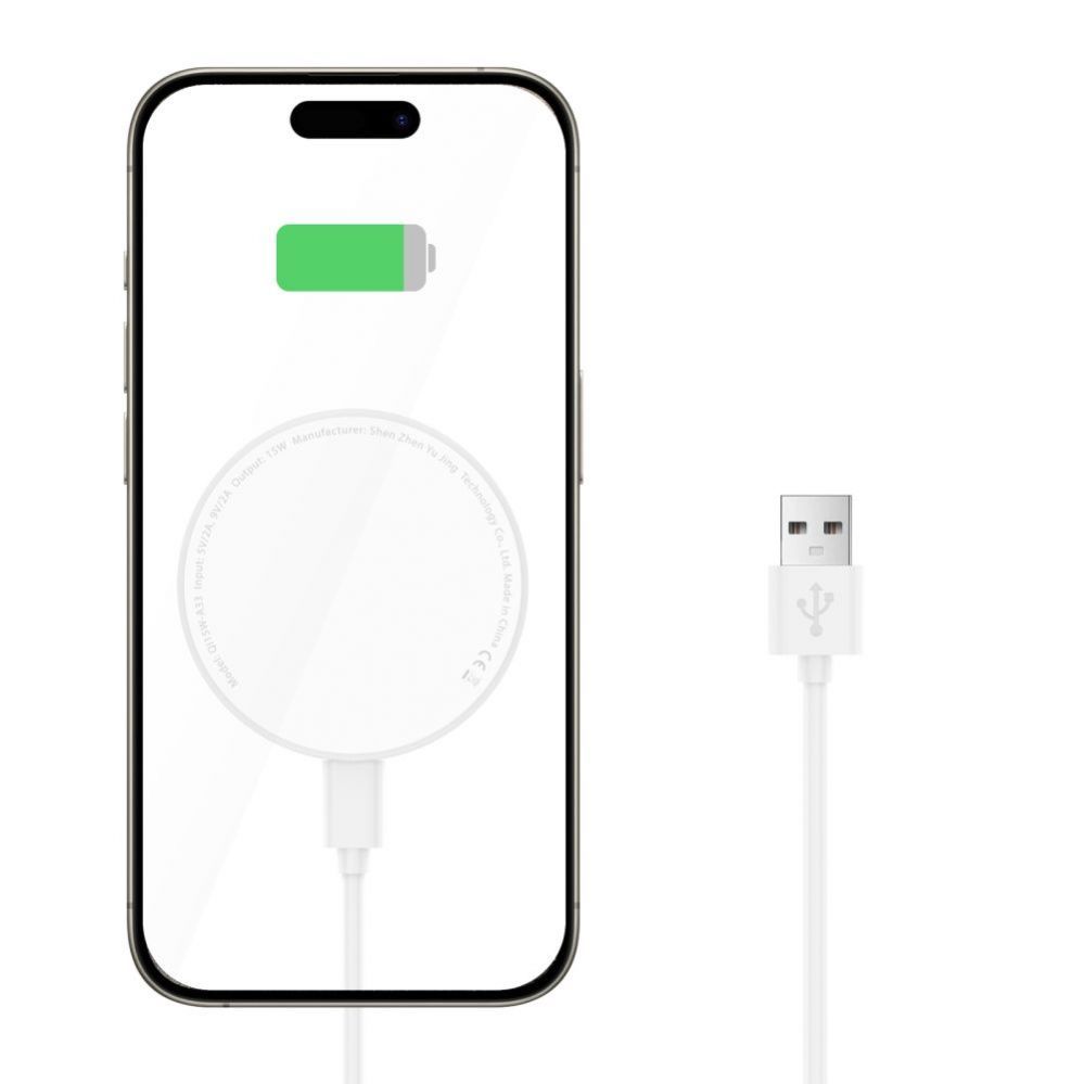 Adapteris Tech-Protect Tech-Protect QI15W-A33 Inductive Charger with MagSafe and Stand with USB-A / USB-C Cable - White