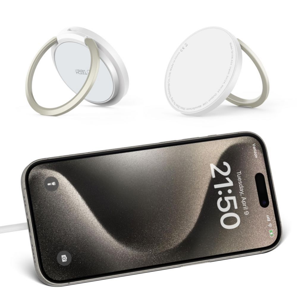 Adapteris Tech-Protect Tech-Protect QI15W-A33 Inductive Charger with MagSafe and Stand with USB-A / USB-C Cable - White