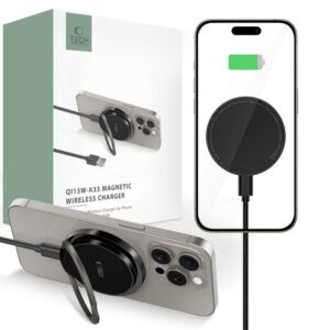 Adapteris Tech-Protect  Tech-Protect QI15W-A33 Inductive Charger with MagSafe and Stand with USB-A / USB-C Cable - Black 