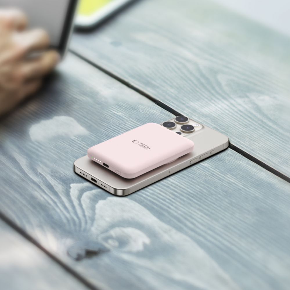 Väline aku Tech-Protect Tech-Protect LifeMag PB10 Powerbank with MagSafe 5000mAh 15W USB-C port - pink + USB-C cable