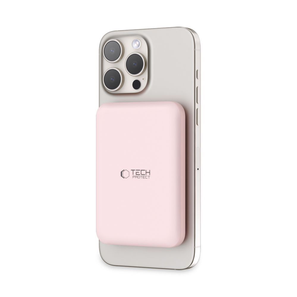 Väline aku Tech-Protect Tech-Protect LifeMag PB10 Powerbank with MagSafe 5000mAh 15W USB-C port - pink + USB-C cable