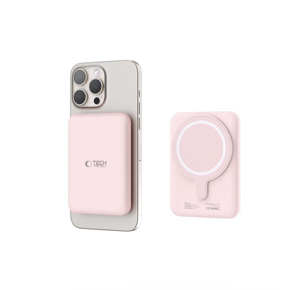 Väline aku Tech-Protect Tech-Protect LifeMag PB10 Powerbank with MagSafe 5000mAh 15W USB-C port - pink + USB-C cable