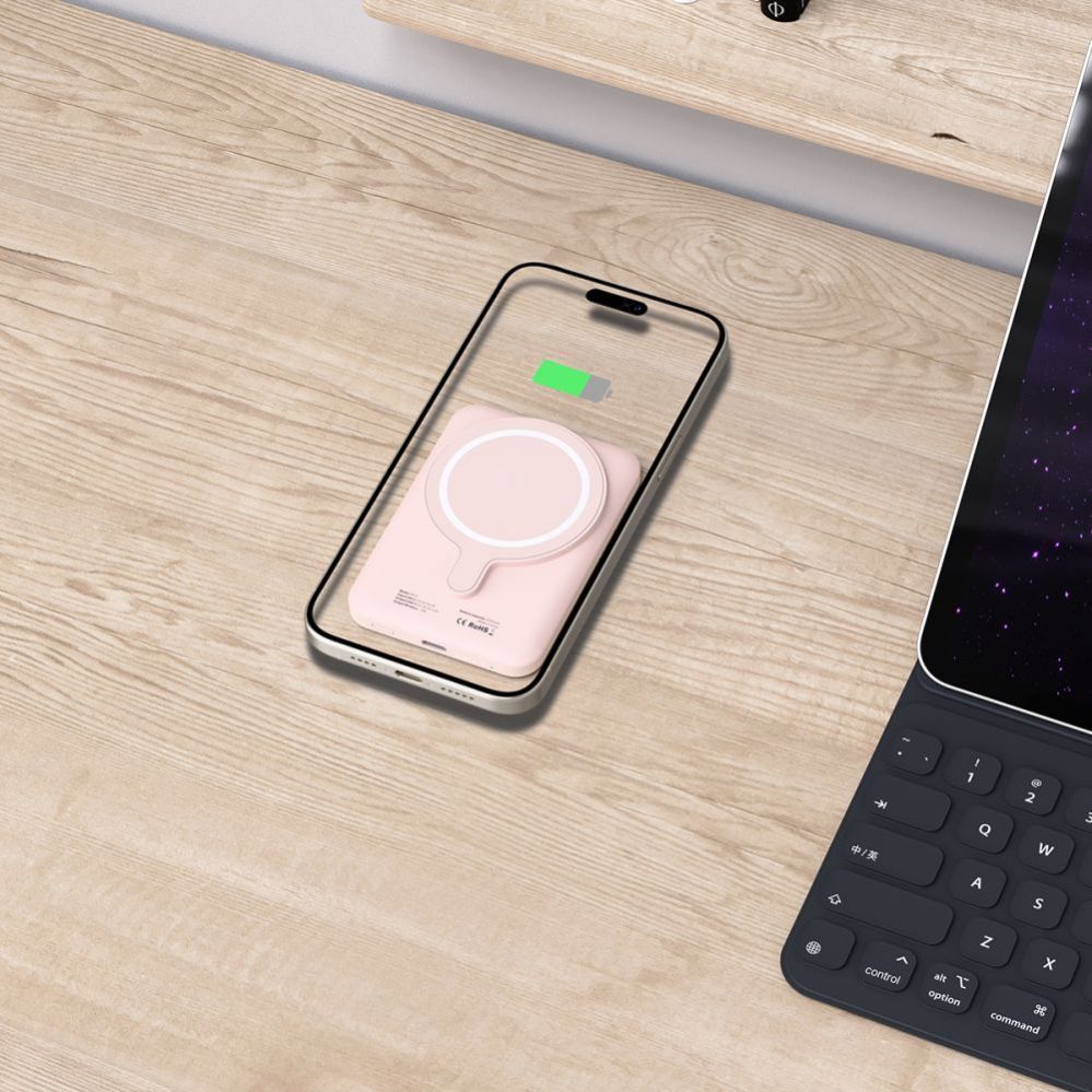 Väline aku Tech-Protect Tech-Protect LifeMag PB10 Powerbank with MagSafe 5000mAh 15W USB-C port - pink + USB-C cable