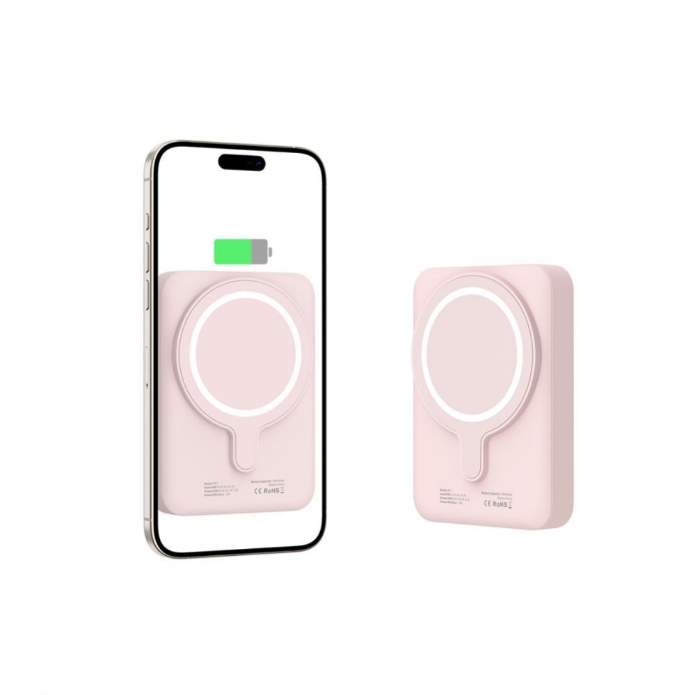 Ārējais akumulators Tech-Protect Tech-Protect LifeMag PB11 Powerbank with MagSafe 10000mAh 15W USB-C port - pink + USB-C cable