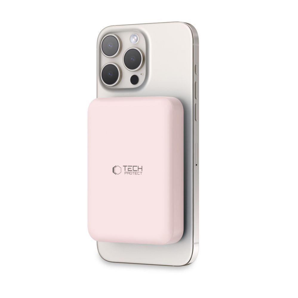 Ārējais akumulators Tech-Protect Tech-Protect LifeMag PB11 Powerbank with MagSafe 10000mAh 15W USB-C port - pink + USB-C cable