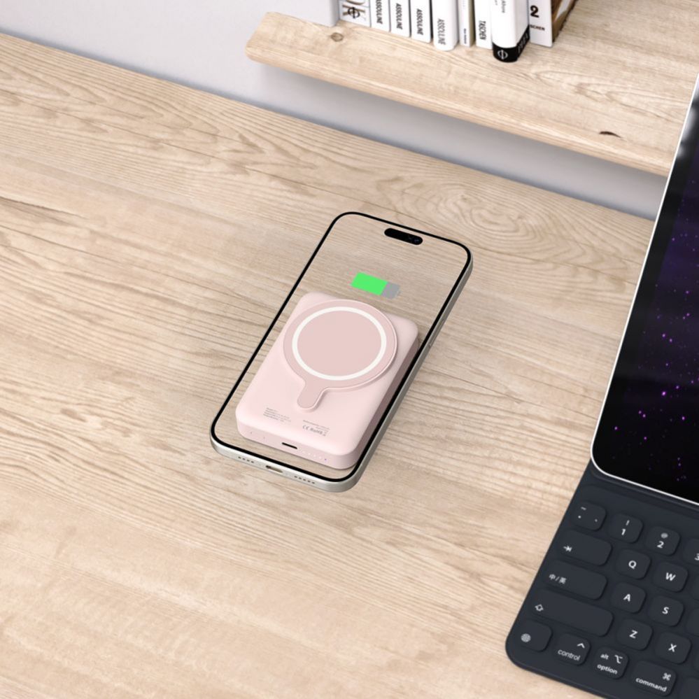 Ārējais akumulators Tech-Protect Tech-Protect LifeMag PB11 Powerbank with MagSafe 10000mAh 15W USB-C port - pink + USB-C cable