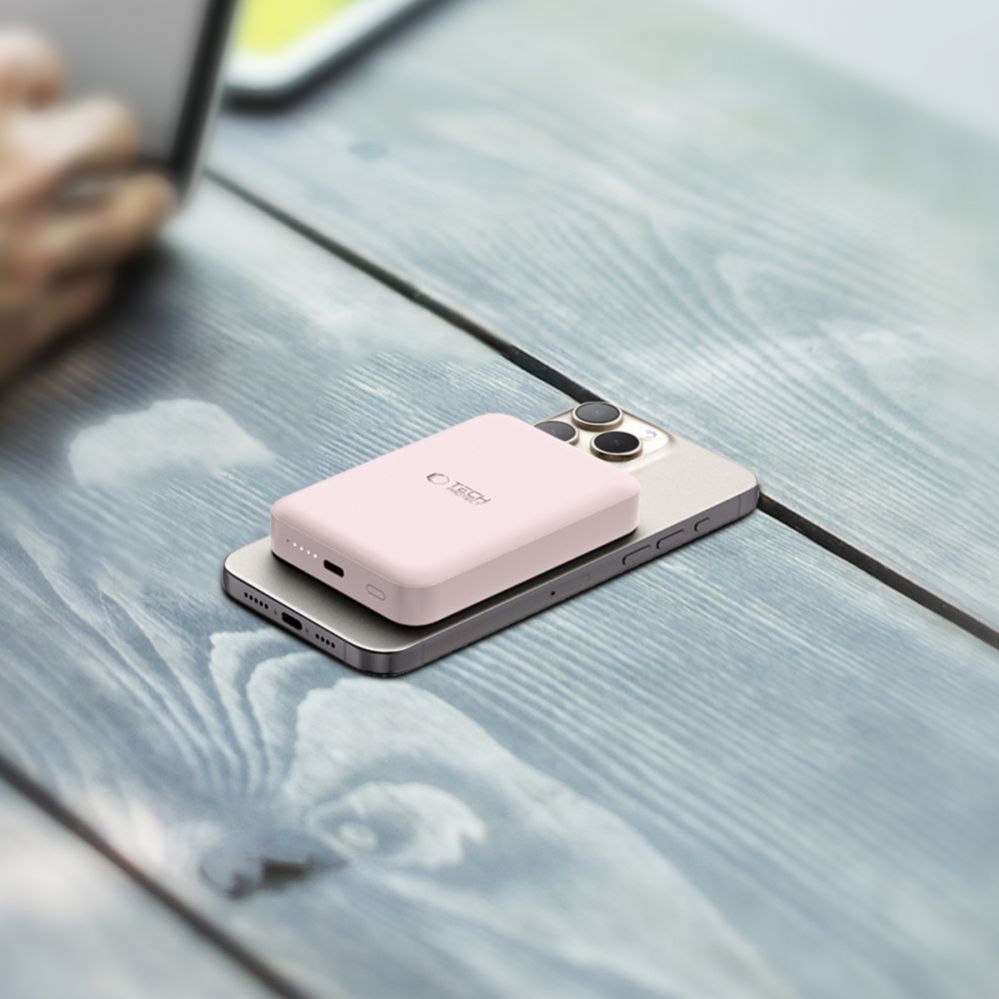 Ārējais akumulators Tech-Protect Tech-Protect LifeMag PB11 Powerbank with MagSafe 10000mAh 15W USB-C port - pink + USB-C cable
