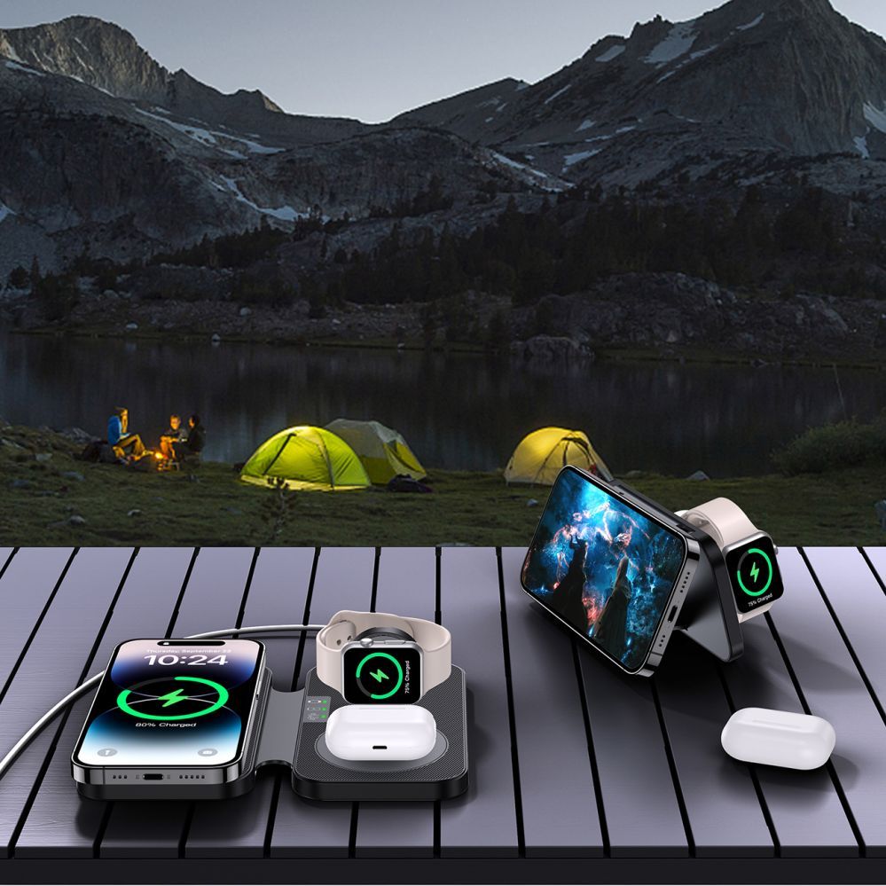 Adaptrid Choetech Choetech T616-F 3in1 inductive charger compatible with Apple and Samsung devices - black