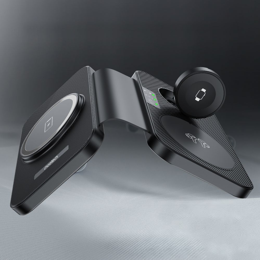 Adaptrid Choetech Choetech T616-F 3in1 inductive charger compatible with Apple and Samsung devices - black