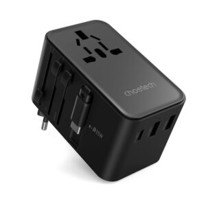 Išorinė baterija Choetech  Choetech PD5020 35W EU/US/AUS/UK Travel Adapter with Built-in USB-C Cable - Black 