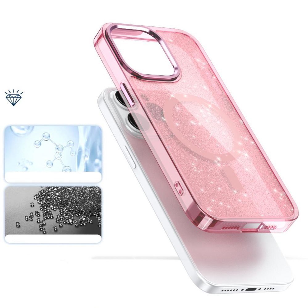 Aizmugurējais vāciņš Hurtel Glitter Case MagSafe for iPhone 16 Pro - pink with glitter