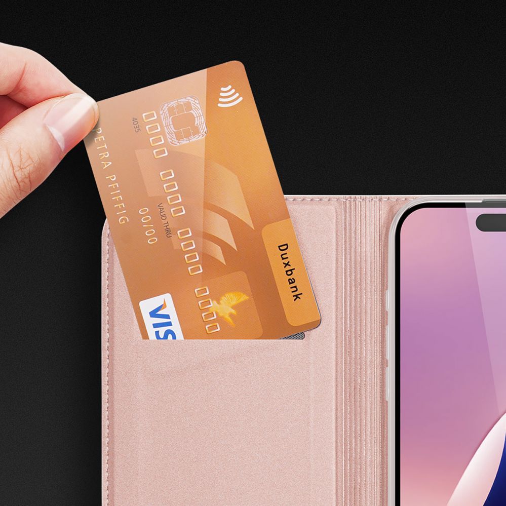 Tagakaaned Dux Ducis Dux Ducis Skin Pro iPhone 16 Pro Max Case with Flip and Card Slot - Pink