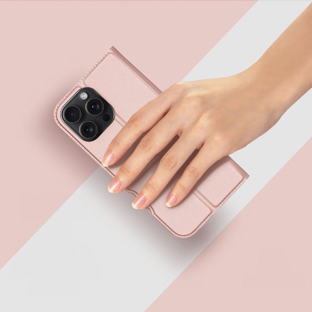 Tagakaaned Dux Ducis Dux Ducis Skin Pro iPhone 16 Pro Max Case with Flip and Card Slot - Pink