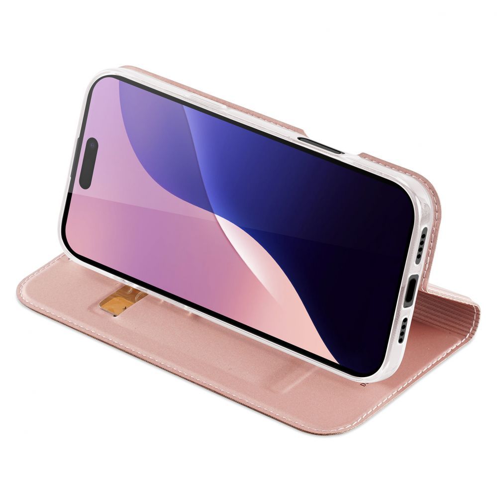 Tagakaaned Dux Ducis Dux Ducis Skin Pro iPhone 16 Pro Max Case with Flip and Card Slot - Pink