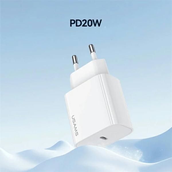 Adaptrid USAMS USAMS Ład. siec. 1xUSB-C T65 PD20W PD Fast Charging US-CC226 + kabel USB-C/USB-C US-SJ711 60W biały/white Yi Series OYXLTZ01