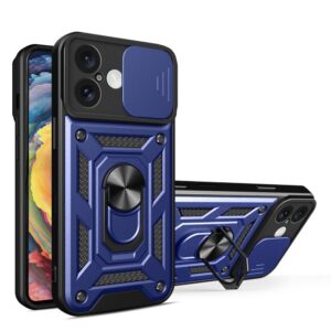 Aizmugurējais vāciņš Hurtel  Hybrid Armor Camshield iPhone 16 Case with Camera Cover and Stand - Blue 