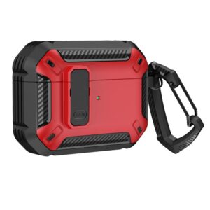 Aizmugurējais vāciņš Hurtel  Airpods 4 Armor Case with Carabiner - Red 