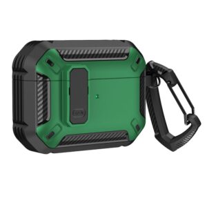 Aizmugurējais vāciņš Hurtel  Airpods 4 Armor Case with Carabiner - Green 