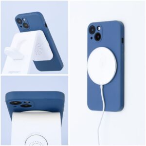 Aizmugurējais vāciņš OEM - SILICONE MAG COVER case compatible with MagSafe for IPHONE 16 blue