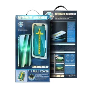 Protective glass iLike Apple 5D Full Glue Tempered Glass for iPhone 13 / 13 Pro / 14 black + applicator