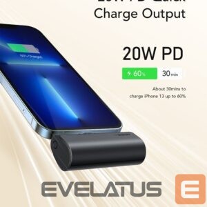 Išorinė baterija Veger  Powerbank Veger PlugOn (W0556P) PD QC3.0 3A 20W 5000 mAh with a built-in connector Lightning black 