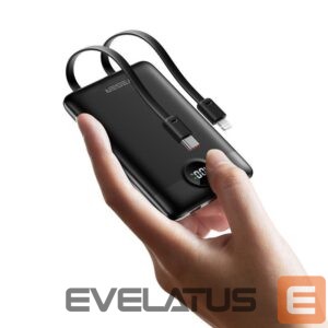 Power bank Veger  Powerbank Veger C11 (W1170) PD QC3.0 2A 22,5W 10000 mAh with built-in cables USB C / Lightning black 