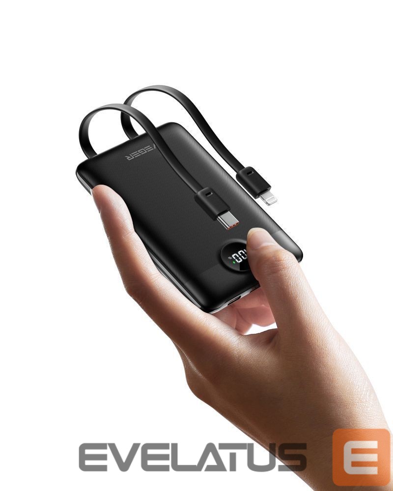 Power bank Veger Powerbank Veger C11 (W1170) PD QC3.0 2A 22,5W 10000 mAh with built-in cables USB C / Lightning black