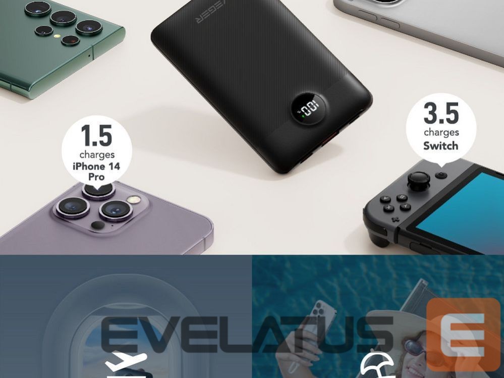 Power bank Veger Powerbank Veger C11 (W1170) PD QC3.0 2A 22,5W 10000 mAh with built-in cables USB C / Lightning black