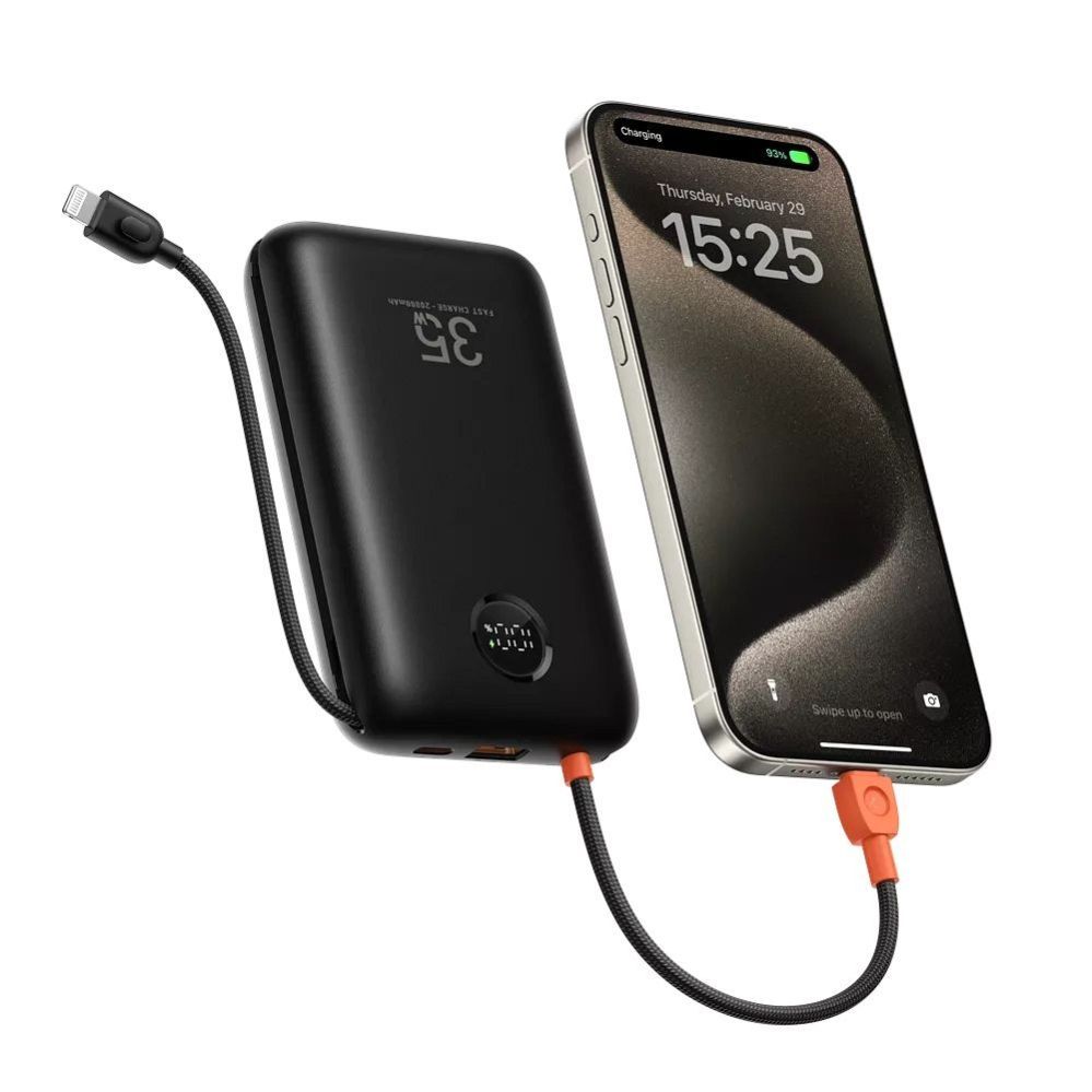 Väline aku Veger Powerbank Veger K2 (W2068) PD QC3.0 35W 20000 mAh with built-in Type C cables / Lightning black