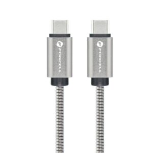 Kabelis Forcell  Cable USB C to USB C Forcell F-Energy QC4.0 PD 5A 100W E-Mark Metal 1 m C239 silver 