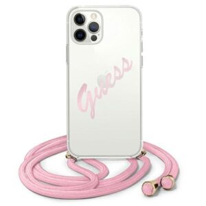 Nugarėlės dėklai Guess  Guess Script Vintage iPhone 12 Pro Max 6.7" Case - Pink