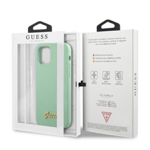 Nugarėlės dėklai Guess  Guess Metal Logo Script Case for iPhone 12 Pro Max 6.7" - Green