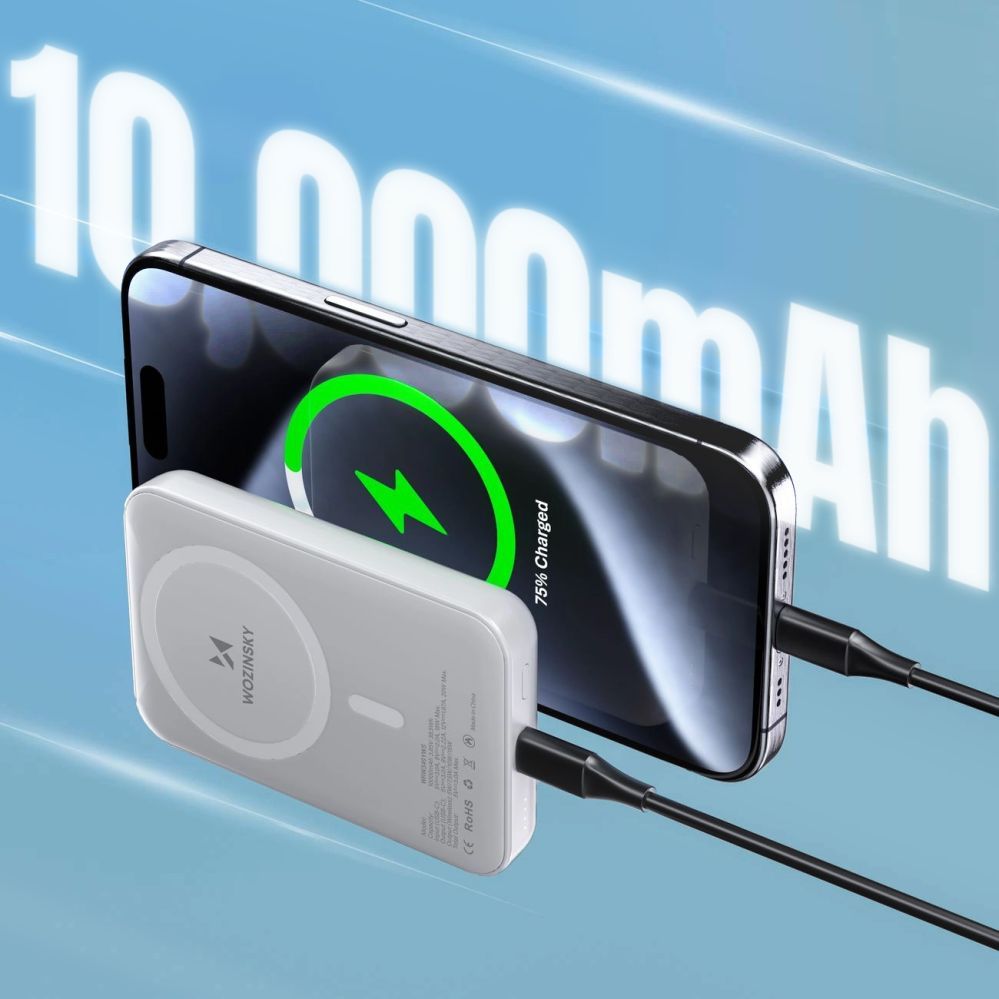 Väline aku Wozinsky Wozinsky WRW349YWS 10,000 mAh Magnetic Power Bank - White