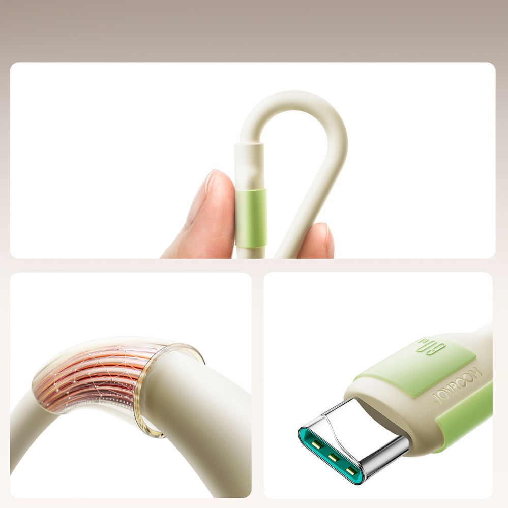 Kabelis Joyroom S-A53 60W USB-C Cable - USB-C with fluorescent tip 1.2 m - beige