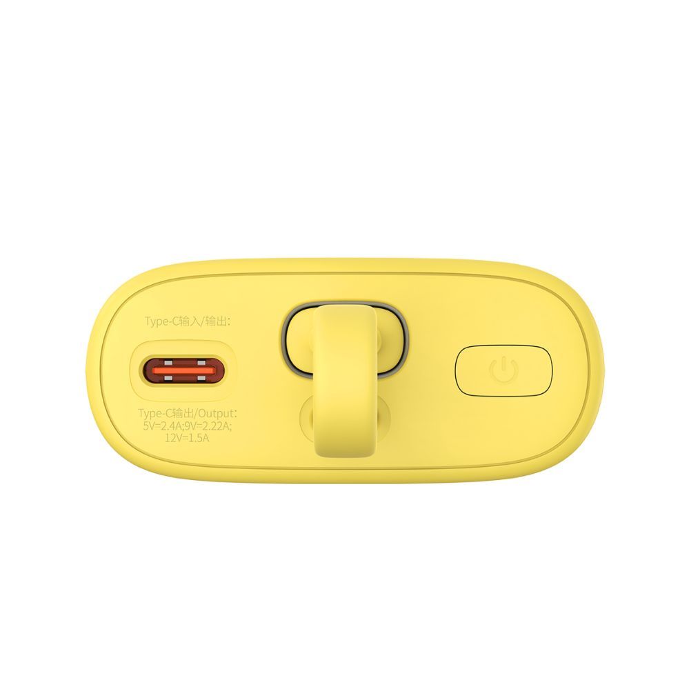 Ārējais akumulators Baseus Baseus Popsicle 5200mAh 20W Powerbank with Built-in Lightning Cable (+ White Baseus Simple USB-C - USB-C 60W/20V/3A/30cm Cable) - Yellow-Pink