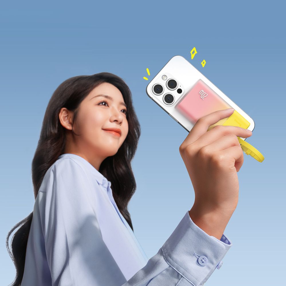 Ārējais akumulators Baseus Baseus Popsicle 5200mAh 20W Powerbank with Built-in Lightning Cable (+ White Baseus Simple USB-C - USB-C 60W/20V/3A/30cm Cable) - Yellow-Pink