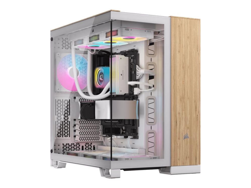 Computer case Corsair Dual Chamber PC Case | 6500X | White/Bamboo wood | Mid Tower | Power supply included No